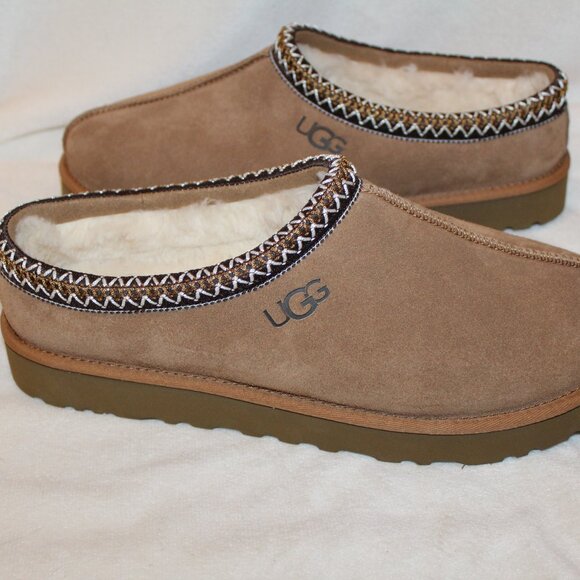 NEW UGG‎ MEN\'S TASMAN CHESTNUT SUEDE SHEARLING LINED SLIPPERS